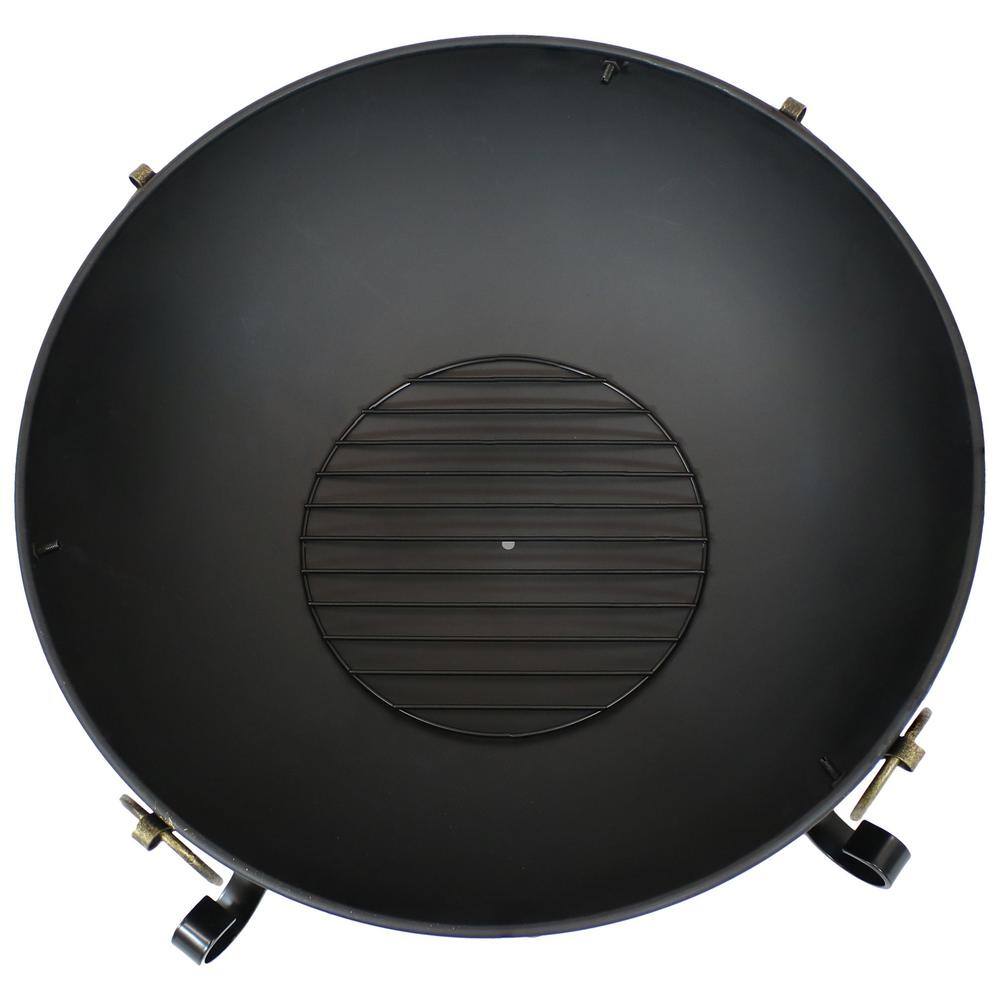 Victorian 25" Black Steel Fire Bowl with Spark Screen