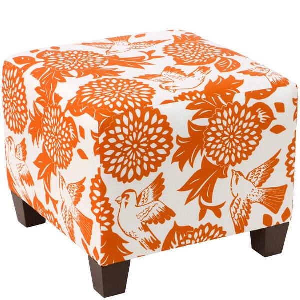 Unbranded Garden Bird Orange Square Ottoman