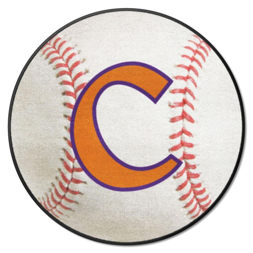 Fanmats Clemson Tigers White 2 Ft. Round Baseball Area Rug 36316 - The 