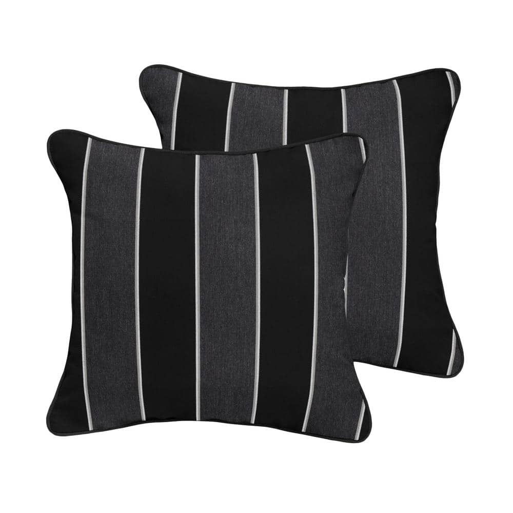 Sunbrella Peyton Granite Outdoor Corded Throw Pillows (2-Pack)