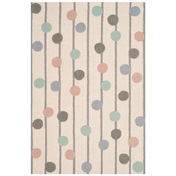 SAFAVIEH Kids Ivory/Multi 4 ft. x 6 ft. Striped Polka Dot Area Rug