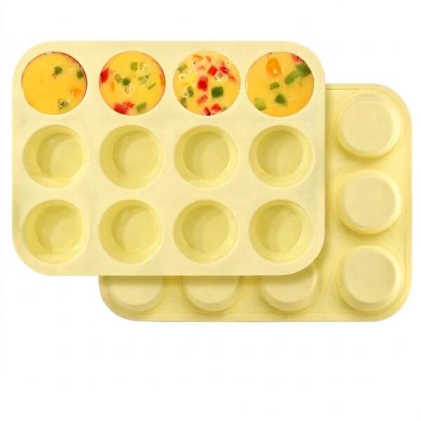 12-Cavity Silicone Egg Bite and Mini Muffin Baking Mold, BPA-Free, Oven and Freezer Safe (2-Pack)