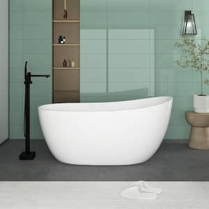 67 in. Acrylic Flatbottom Non-Whirlpool Bathtub in Gloss White