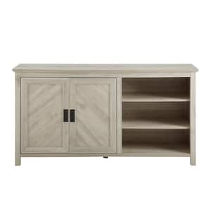 Birch Wood Sideboard with Angled Groove Doors
