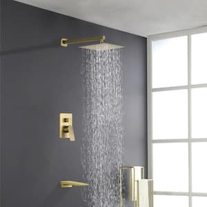 Single Handle 1 -Spray Tub and Shower Faucet 2.5 GPM with Waterfall Spout in. Brushed Gold Valve Included