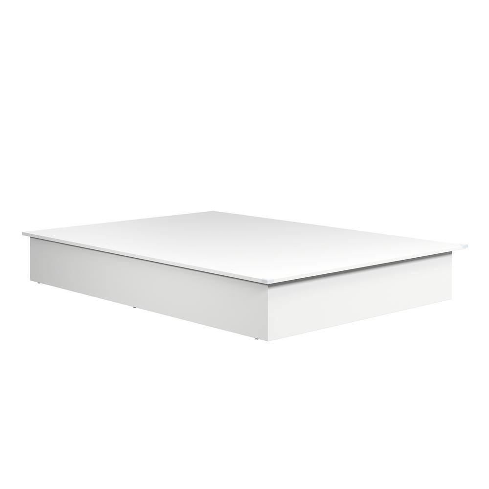 White Full Platform Bed with Minimalist Design