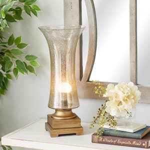 18 in. Silver Glass Table Lamp with Gold Base (Set of 2)