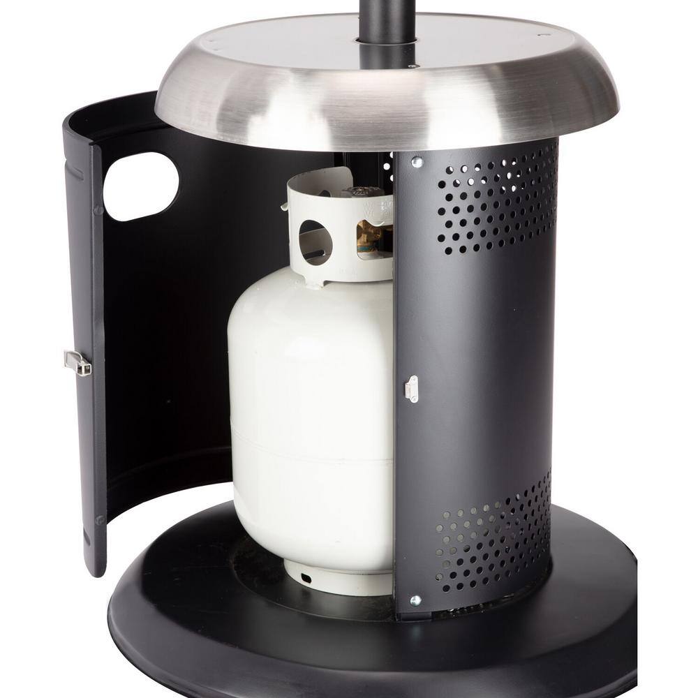 Extra Large Black and Silver Propane Patio Heater with Drink Table