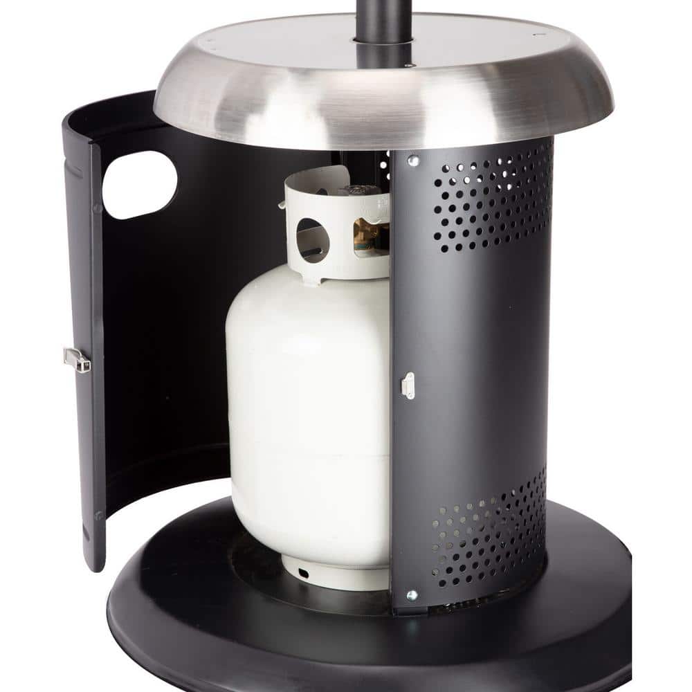 Extra Large Black and Silver Propane Patio Heater with Drink Table