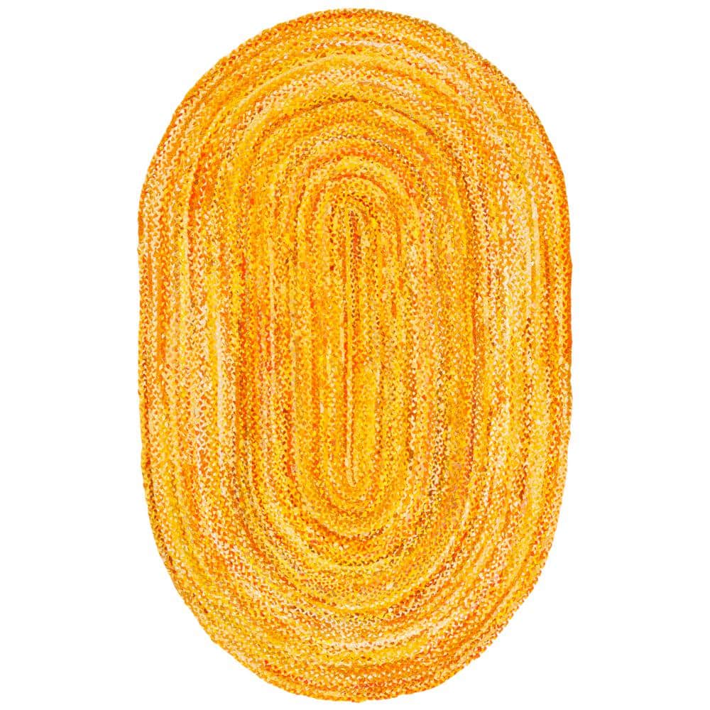 Braided Gold 6 ft. x 9 ft. Solid Color Striped Oval Area Rug price history on PriceWatchPro