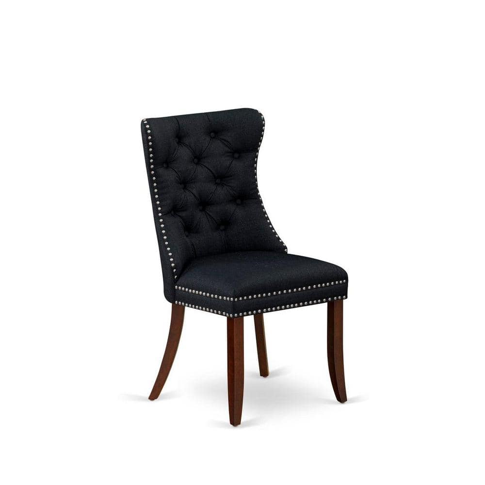 Mahogany 3-Piece Dining Set with Black Upholstered Chairs