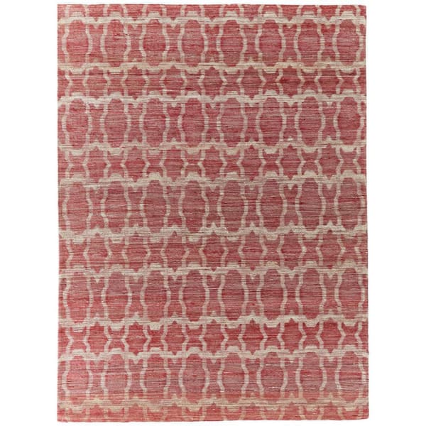 5 X 8 Red, Tan Geometric Area Rug