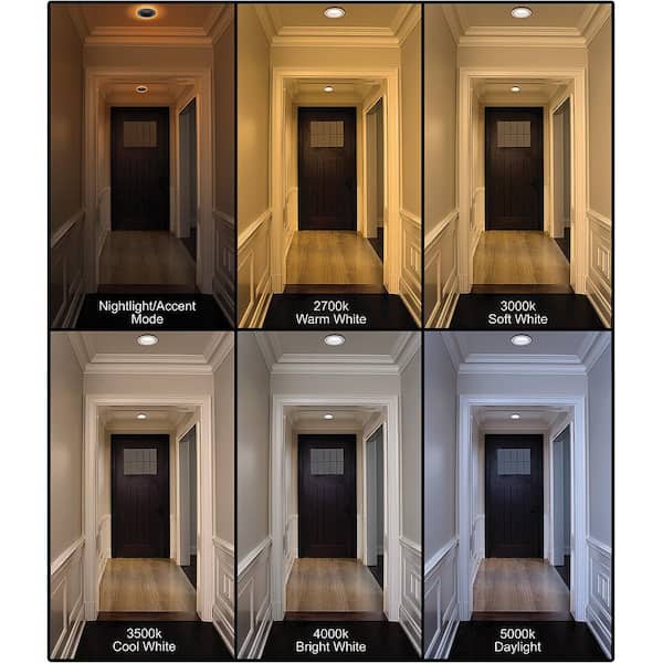 4 in. Adjustable CCT Retrofit Integrated LED Recessed Downlight Trim with Night Light 625LM Kitchen Lighting Dimmable