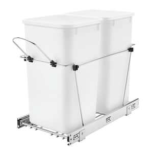 White Double Pull Out Trash Can 27 qt. for Kitchen
