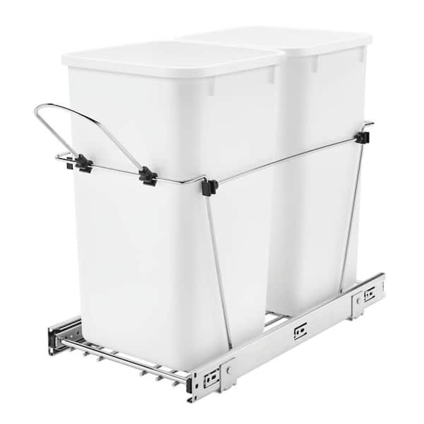Rev-A-Shelf White Double Pull Out Trash Can 27 qt. for Kitchen