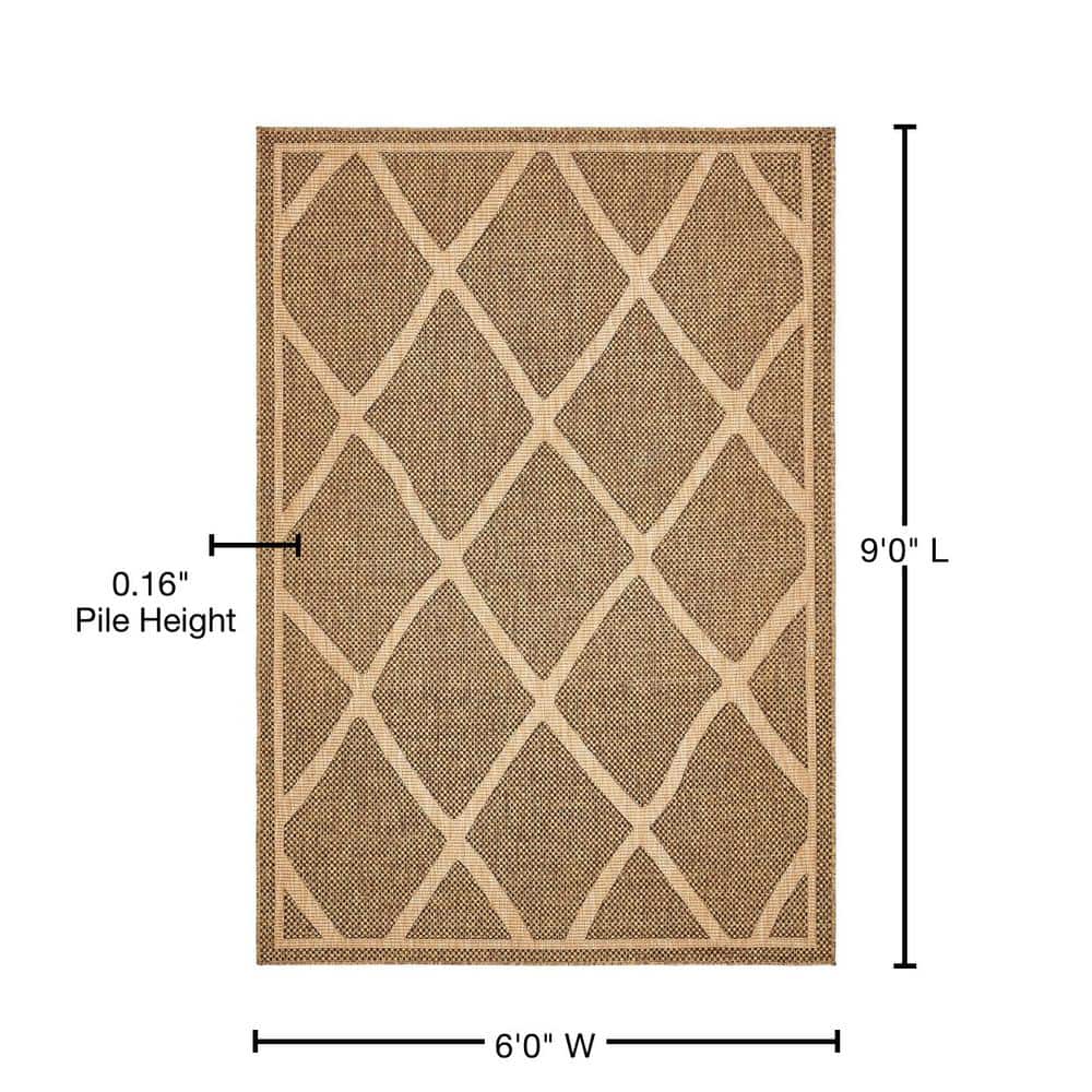 Easy-Care Stain-Resistant Brown Synthetic Outdoor Rug - 6' x 9'