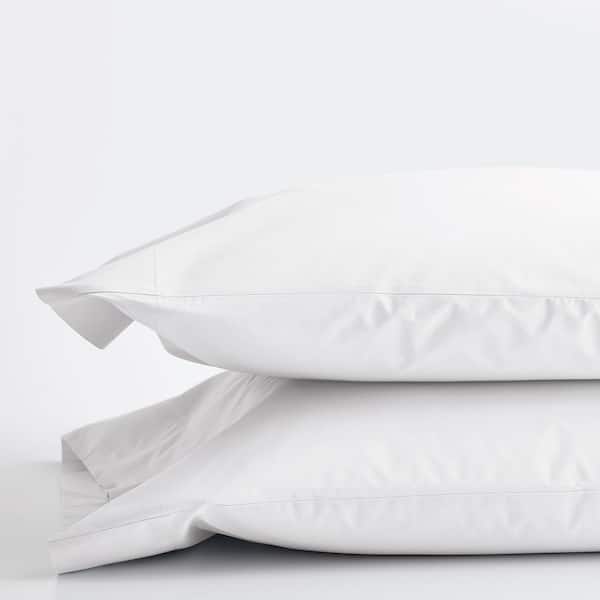 Company Cotton White Solid 300-Thread Count Cotton Percale Standard Pillowcase (Set of 2)