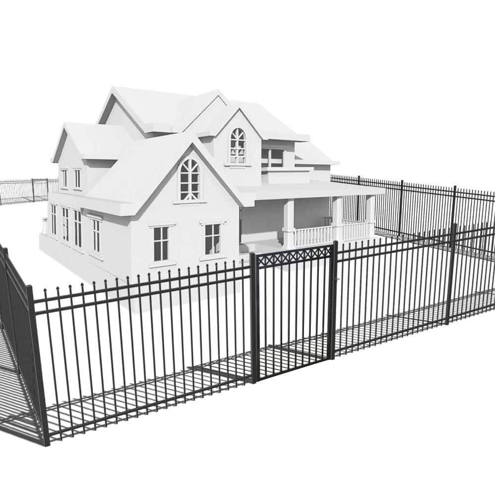 4 ft. x 8 ft. Black Steel Spaced Bar Pinnacle Metal Fence Panel with Decorative Fence Gate (Set of 100 ft.) price history on PriceWatchPro