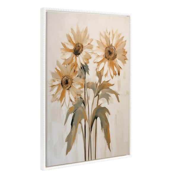 Kate and Laurel Soft Sunflower Framed Canvas Wall Art" 1-Piece White Framed Canvas Art Print, 23.00 in. x 33.00 in.
