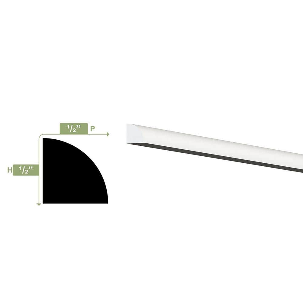 96'' White PVC Quarter Round Moulding