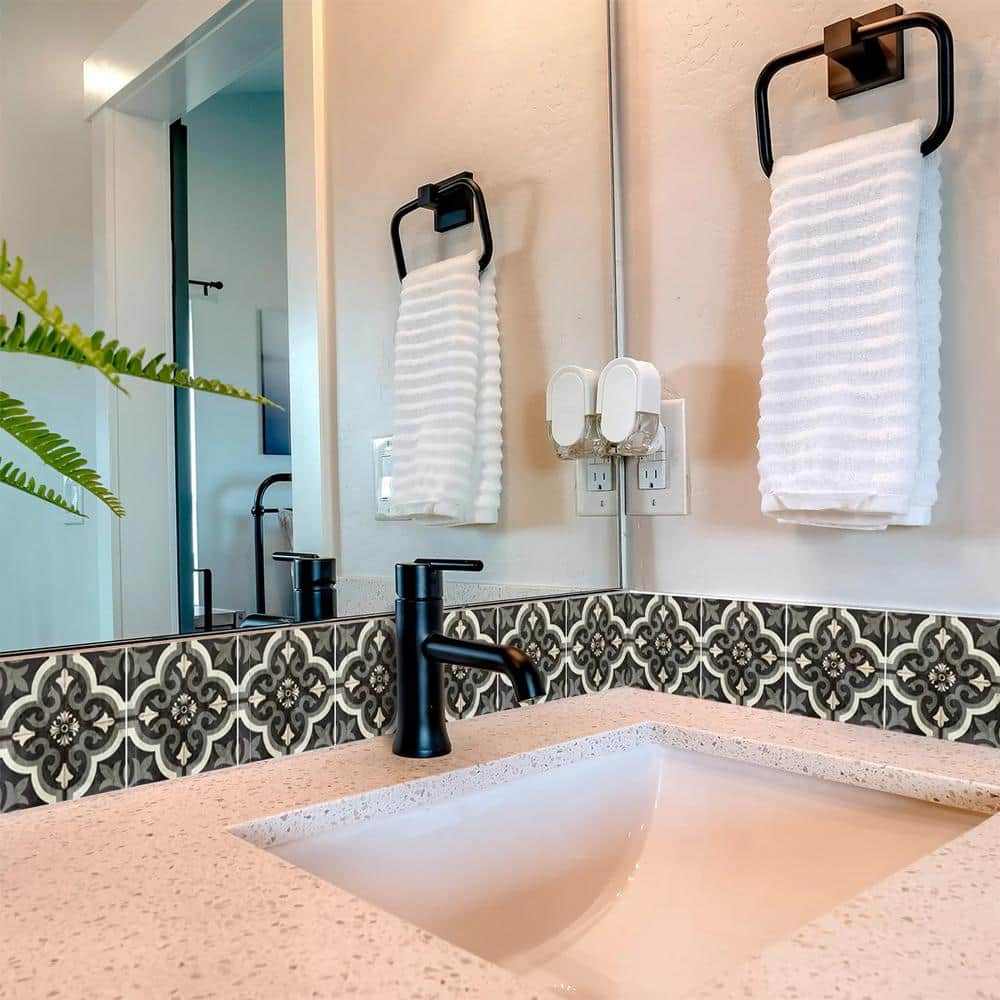 5x5 Inch Black and White Vinyl Peel and Stick Mosaic Tiles