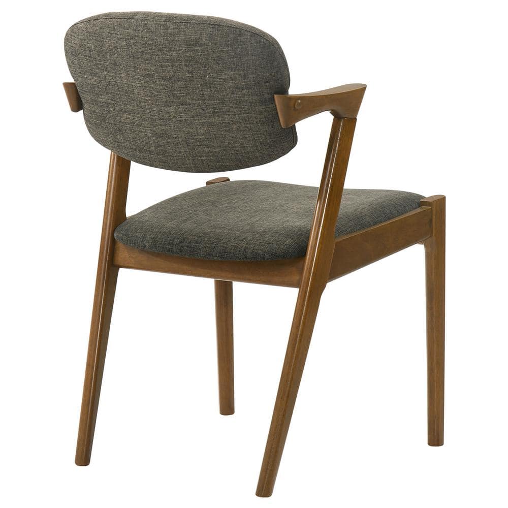 Modern Gray Upholstered Parsons Side Chair with Dark Walnut Legs