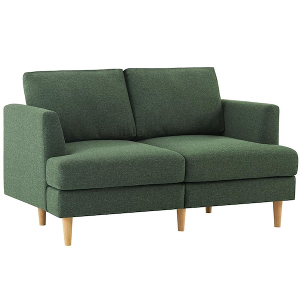 GOOD & GRACIOUS Sofas 56 ft. x 35 ft. Straight Arm Polyfiber Rectangle Reclining Loveseat Sofa in. Green
