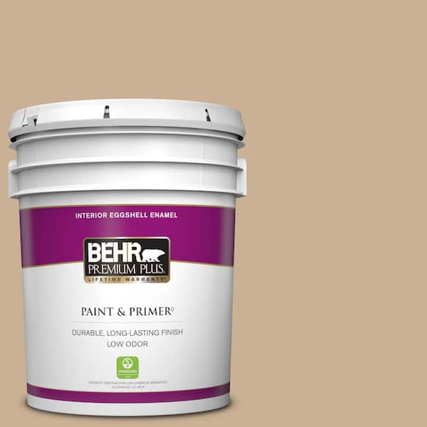 BEHR PREMIUM PLUS 5 gal. #N260-3 Polo Tan Eggshell Enamel Low Odor Interior Paint & Primer