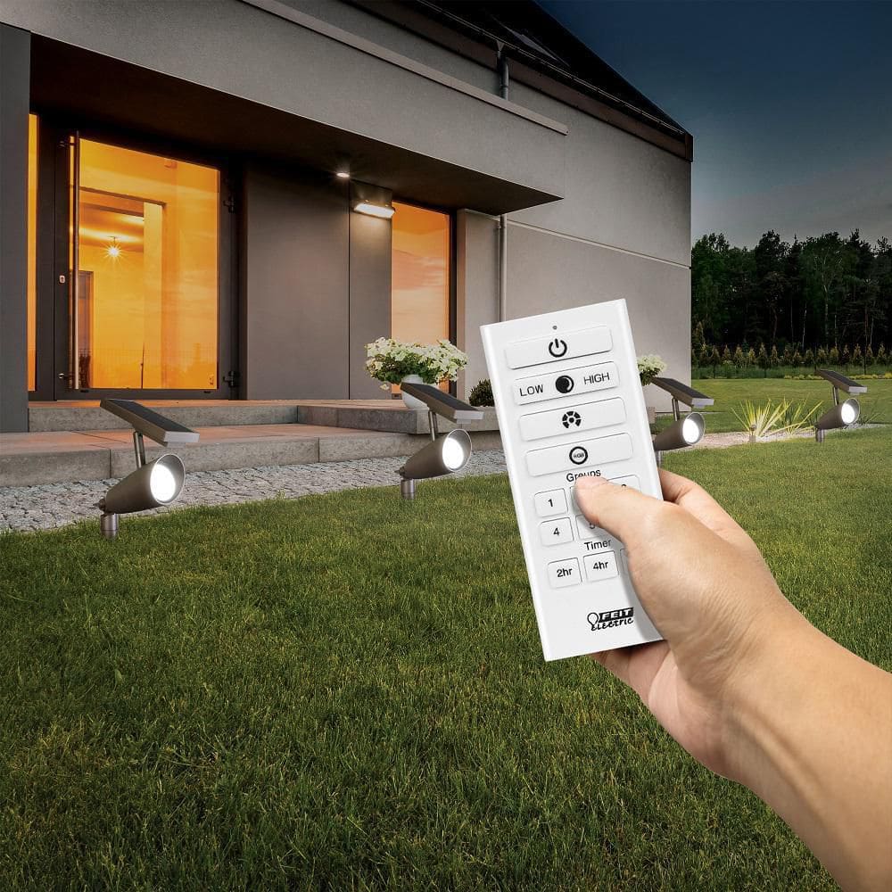 Bronze Solar Powered LED Spotlights with Remote, 2-Pack