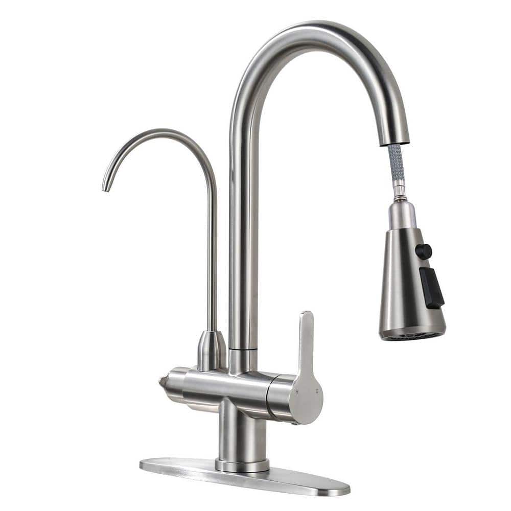 ALEASHA Brushed Nickel 16.7 in. 2 In 1 Stainless Steel 360° Swivel