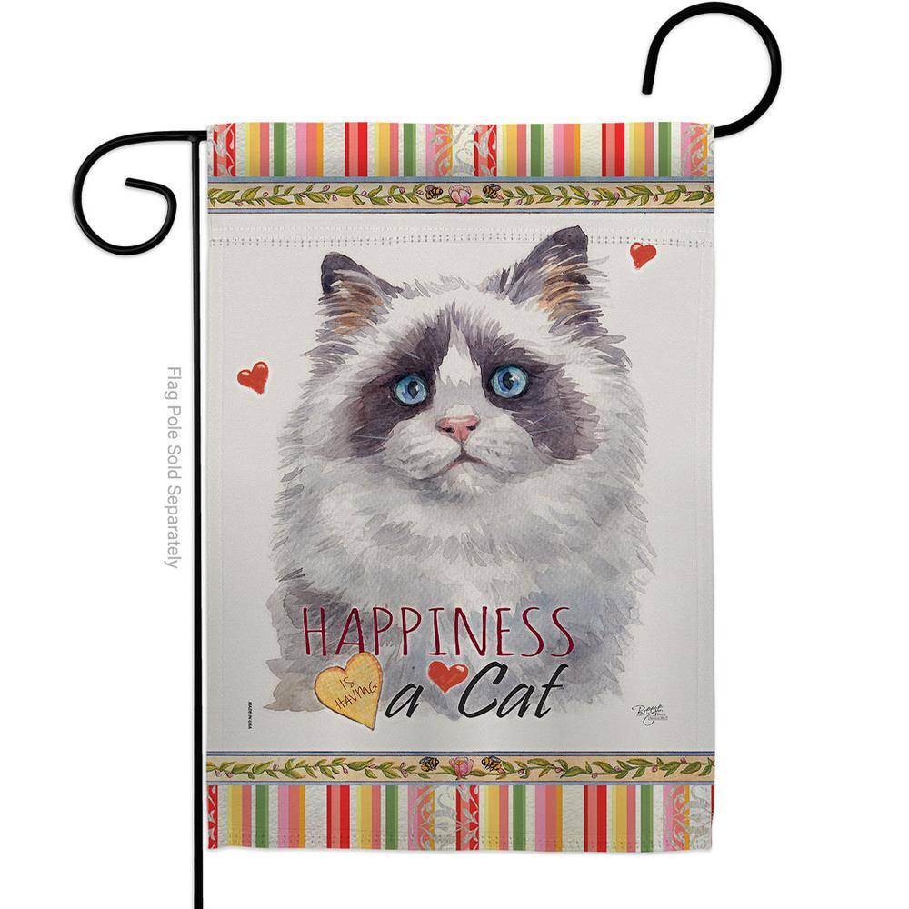 Breeze Decor 13 in. x 18.5 in. Blue Bicolor Ragdoll Happiness Cat ...