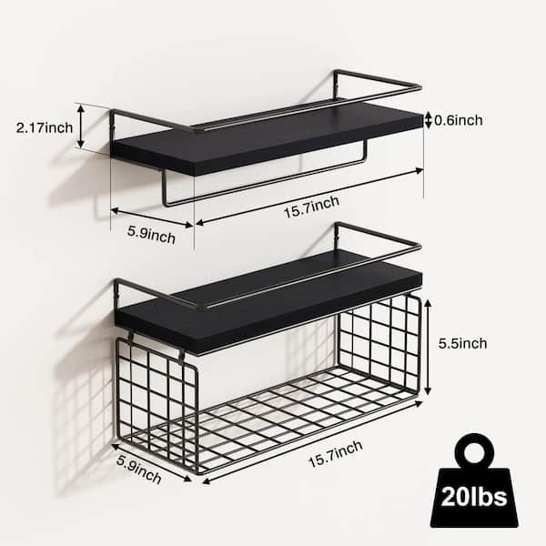 15.7 in. W x 5.9 in. D Tier Wall Mounted Floating Shelves, Rustic Wood Bathroom  Shelves Decorative Wall Shelf, Black - Yahoo Shopping