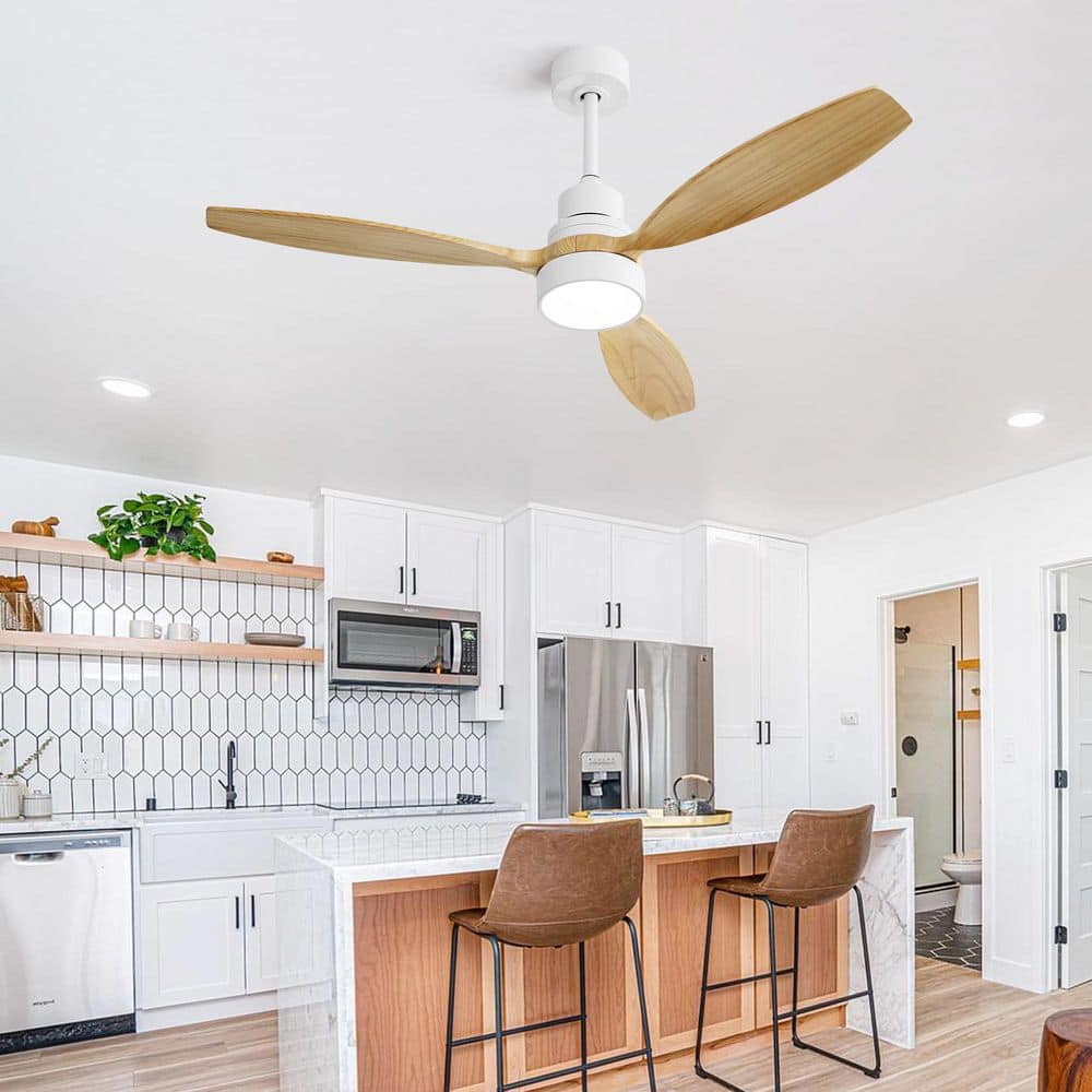 52 in. Indoor White Downrod Mount Standard Ceiling Fan with Integrated LED and Remote Control price history on PriceWatchPro