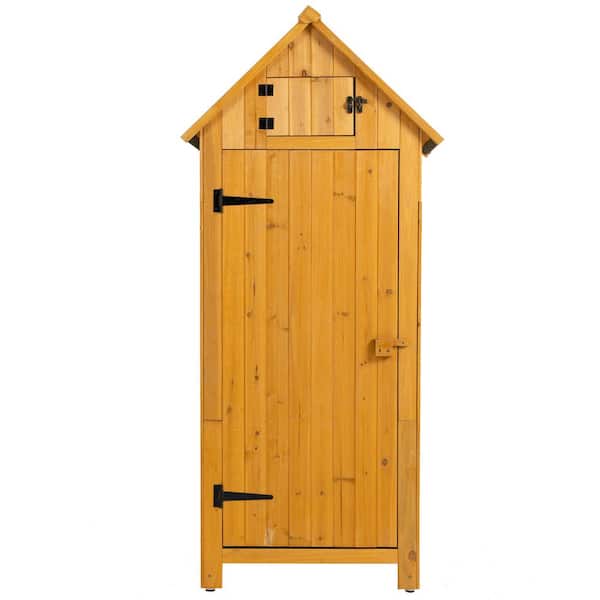 Zeus & Ruta 2.5 ft. W x 1.8 ft. D Solid Wood Outdoor Storage Shed, Tool Garden Storage Cabinet with Lockable Door (4.5 sq. ft.)
