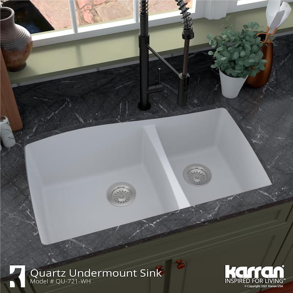 Kaan Undemount Quatz 33 In. Double Bowl 60/40 Kitchen