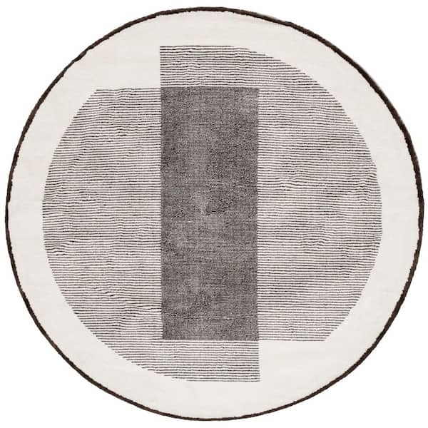 Audrey 6 ft. x 6 ft. Dark Gray/Ivory Rectangular Overlay Round Area Rug
