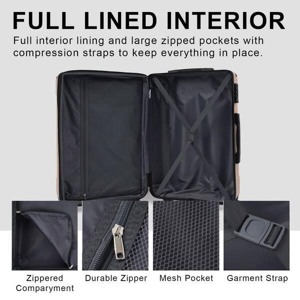Merax Black and Brown 3-Piece ABS Hardshell Double Spinner Luggage