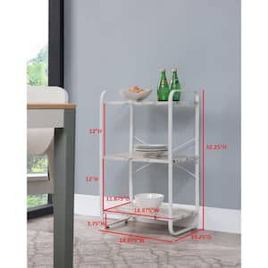 SignatureHome Withe Finish Metal Material 3-Tier Baker's Rack Shelves Top Finish Marble Dimensions: 19"W x 13"L x 32"H
