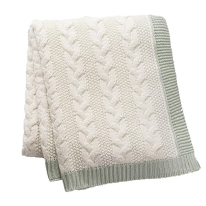 Off-White 100% Acrylic Aromatherapy Peppermint Scented Cable Knit 50 in. x 60 in. Throw Blanket