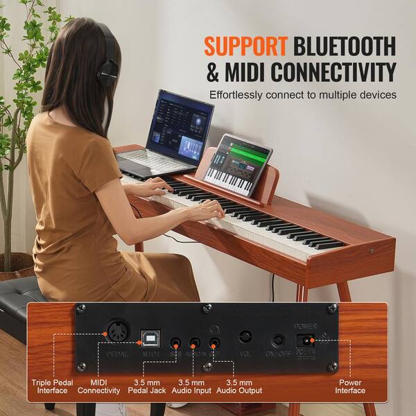 Piano Numérique VEVOR 88 Touches - Semi-lesté, Bluetooth, 1000 Sons, Pour Débutants