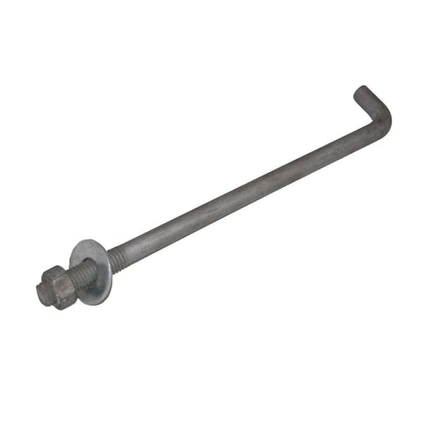 Unbranded 10 in. Galvanized Metal Anchor Bolt with Nut and Washer