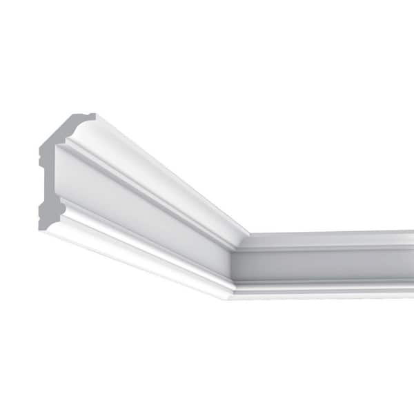 2 in. x 3-7/8 in. x 78-3/4 in. Primed White Plain Polyurethane Crown Moulding (3-Pack)