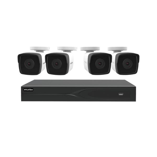 Laview 8 Channel Ultra Hd 4k Dvr 1tb Hdd Home Security Camera System With 4 8mp Ip Bullet Wired Cameras 100 Ft Night Vision Lv Ktg978k4u8 T1 The Home Depot