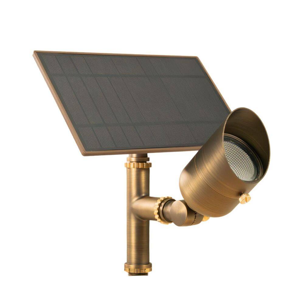 205 Lumen Brass Bronze Solar Integrated LED Landscape Spot Light with Attached Panel price history on PriceWatchPro