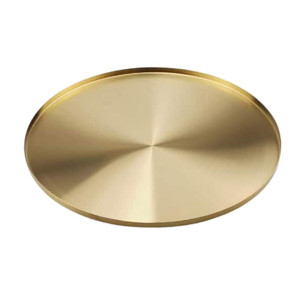 Afoxsos 12 in. Brass Gold Serving Tray, Circle Round Decorative Platter, Metal Brushed Decor Plate for Bar Vanity Bathroom