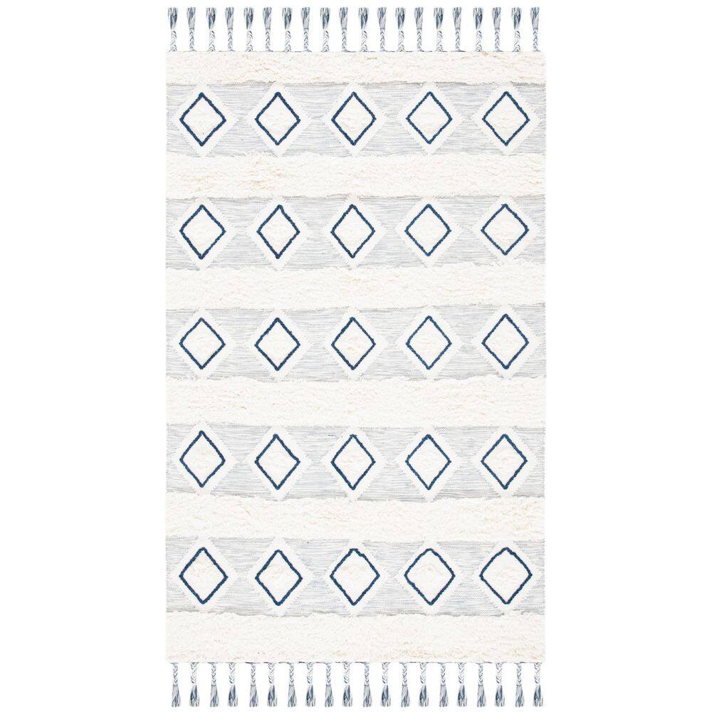 Natura 5 ft. x 8 ft. Ivory/Blue Diamond Striped Flokati Area Rug price history on PriceWatchPro