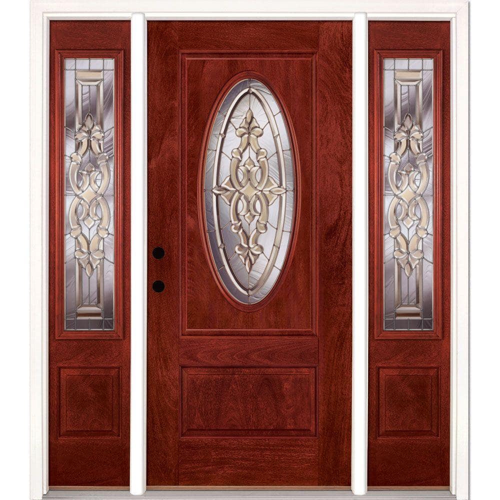 67.5 in.x81.625in.Silverdale Zinc 3/4 Oval Lt Stained Cherry Mahogany Rt-Hd