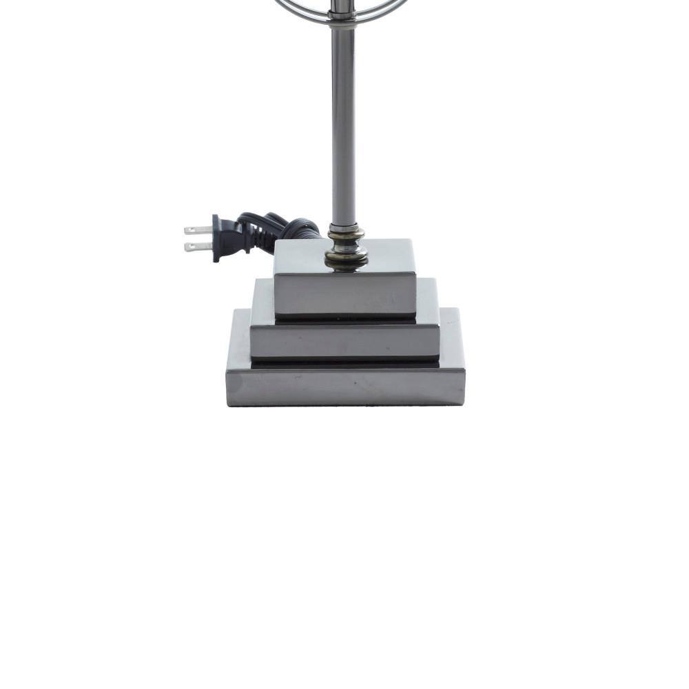Black Metal Bubble Stem Nightstand Lamp Set with Square Shade