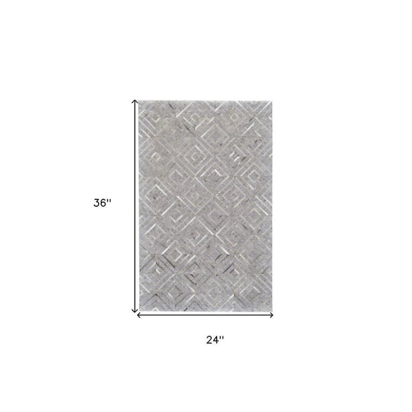 Gray, Ivory  2 ft. x 3 ft.  Geometric Area Runner