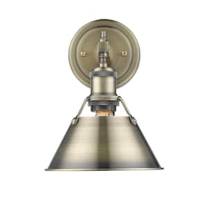 Orwell AB 1-Light Aged Brass Bath Light with Aged Brass Shade